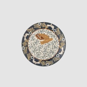 Assiette Hezha en grès bleu – Motif oiseau – Bloomingville