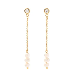 Antoinette : Boucles d'oreilles pendantes 3 perles de culture d'eau douce