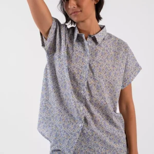 Chemisier manches courtes  – Liberty Bleu