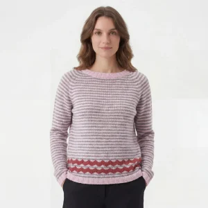 Pull Maille Rayé Col Rond Femme – Coupe Loose Relaxed | Maille Douce
