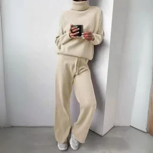 Riche | Ensemble Deux Pièces en Maille Col Roulé Mélange de Coton Femme